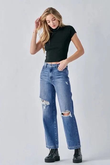 Medium Wash Distressed Classic Dad Jeans