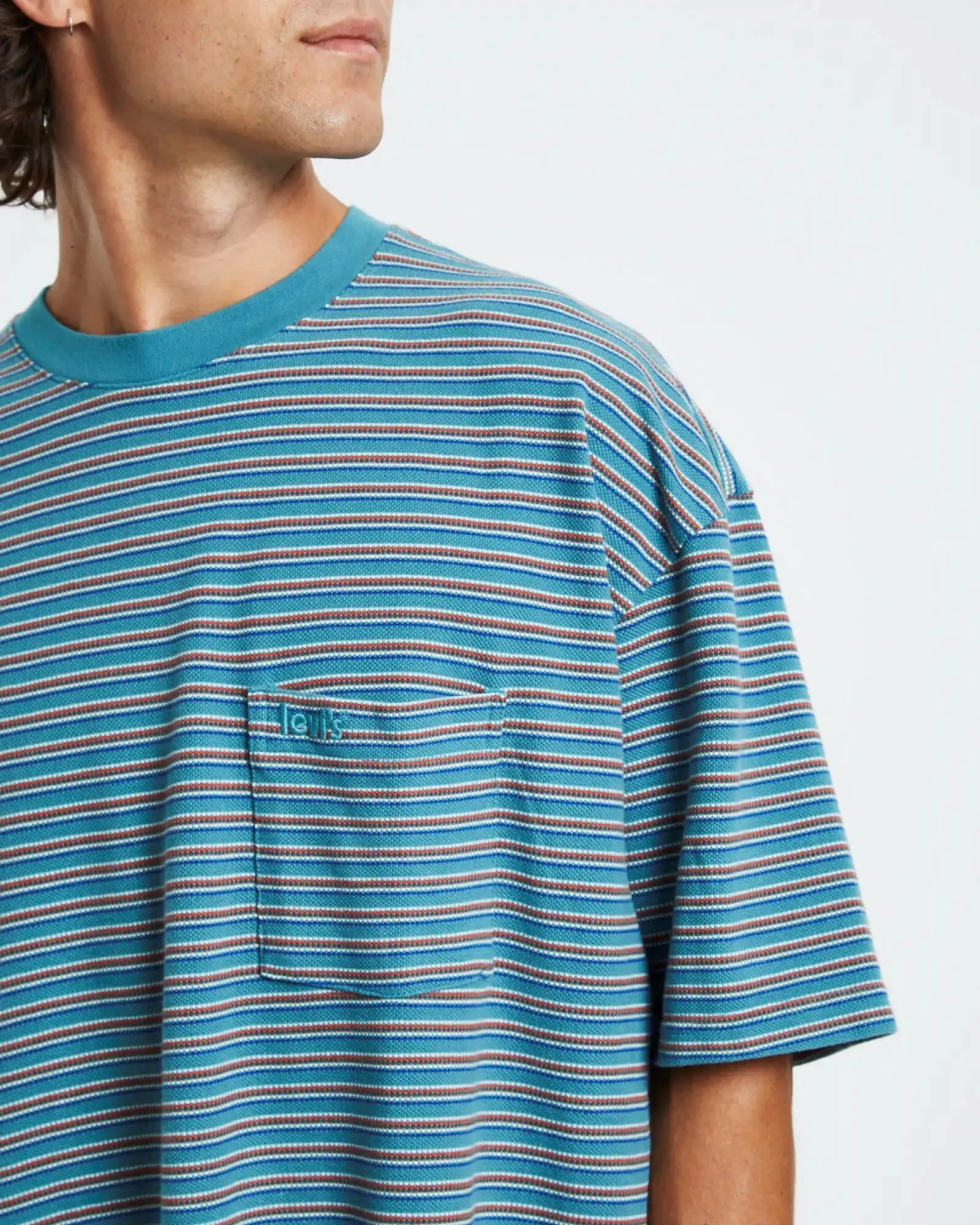 Mens Slouchy Pocket Tee Sediment Brittany Blue