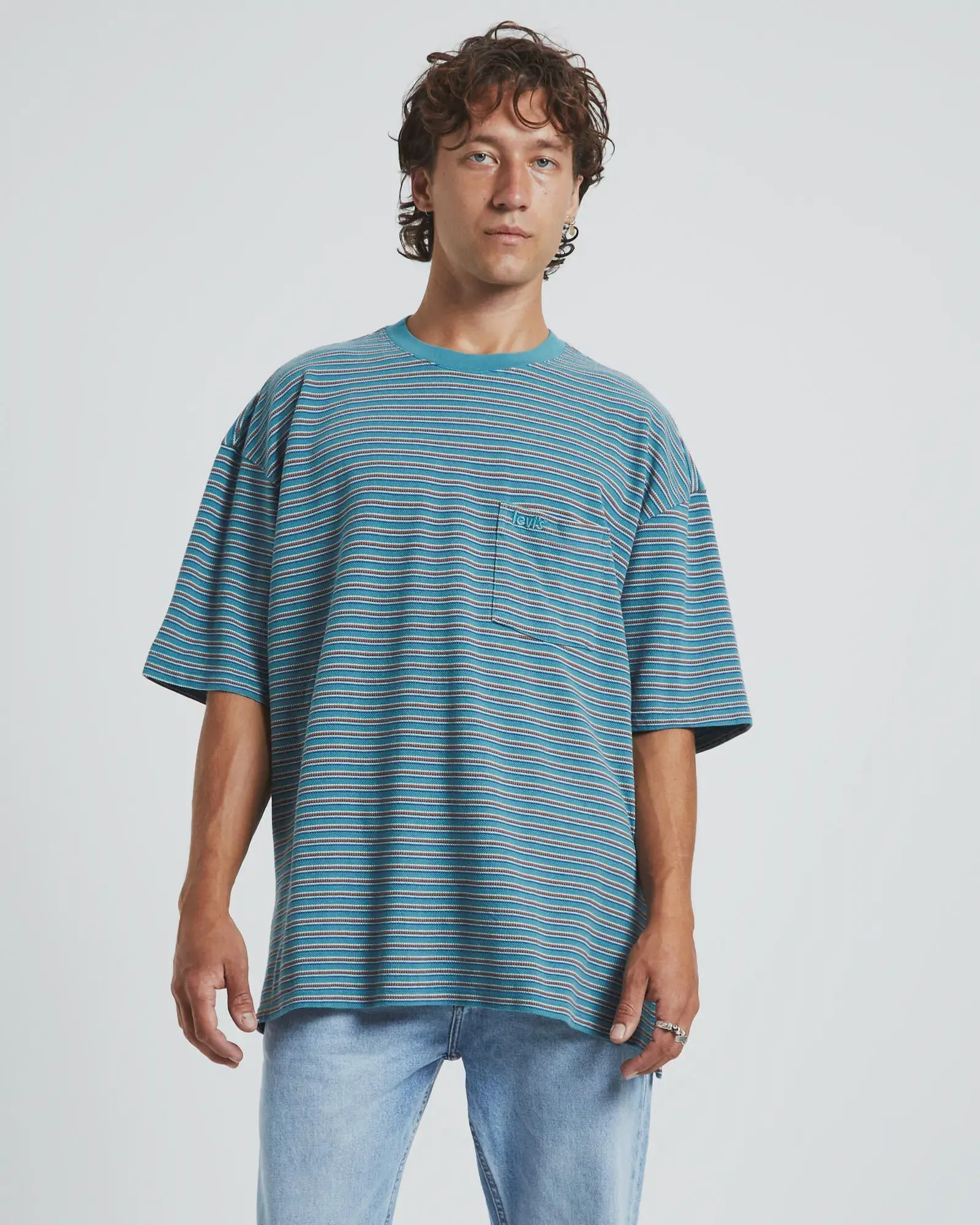 Mens Slouchy Pocket Tee Sediment Brittany Blue