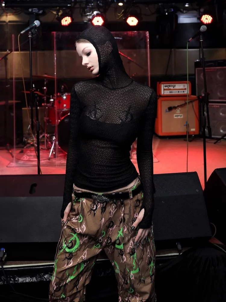 Mesh hooded slim shirt【s0000008697】