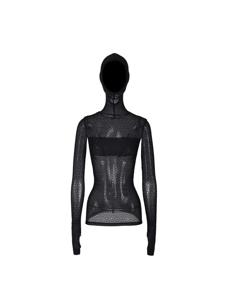 Mesh hooded slim shirt【s0000008697】
