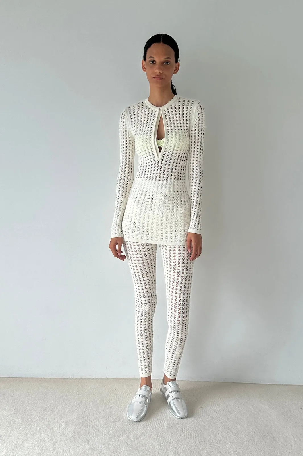 MESH KNIT LONG-SLEEVE TOP