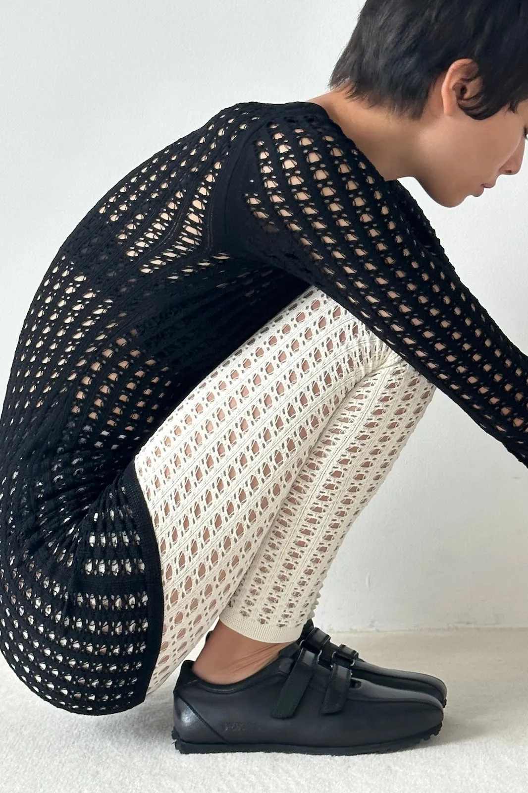 MESH KNIT LONG-SLEEVE TOP