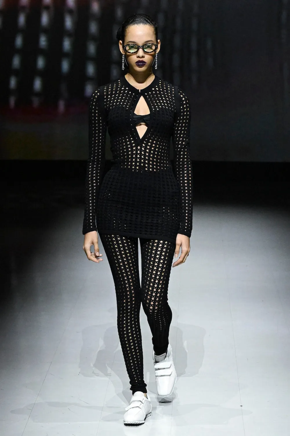 MESH KNIT LONG-SLEEVE TOP
