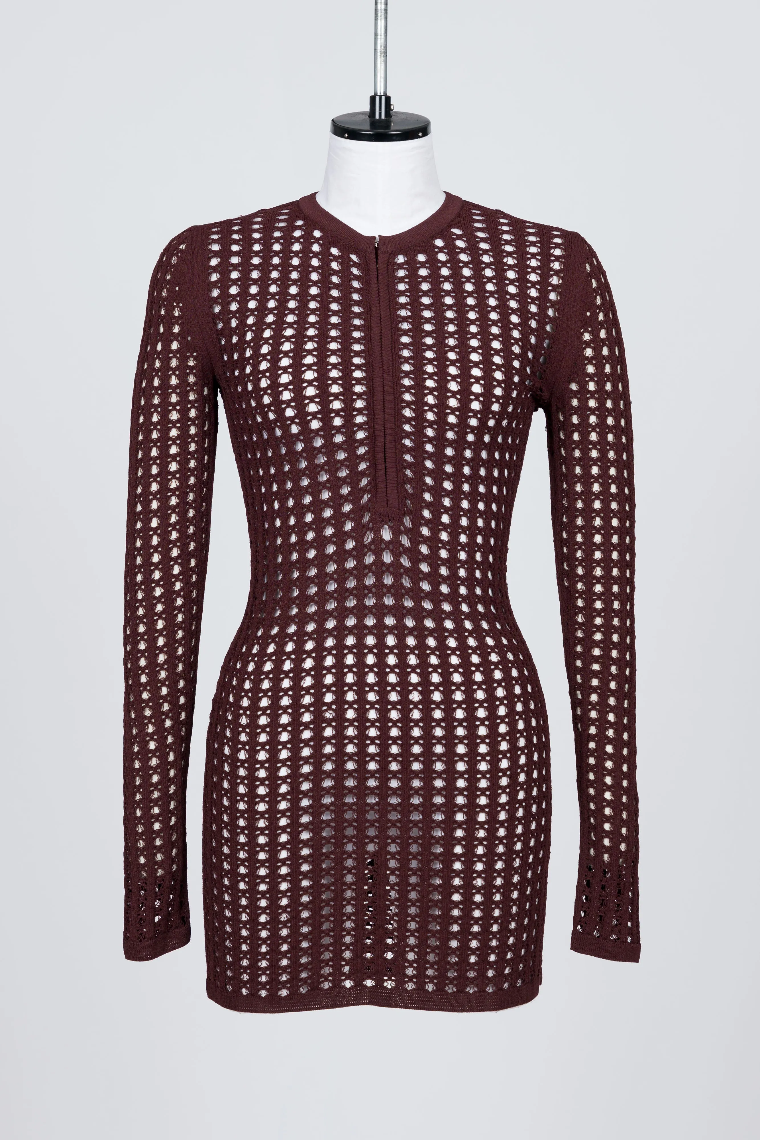 MESH KNIT LONG-SLEEVE TOP