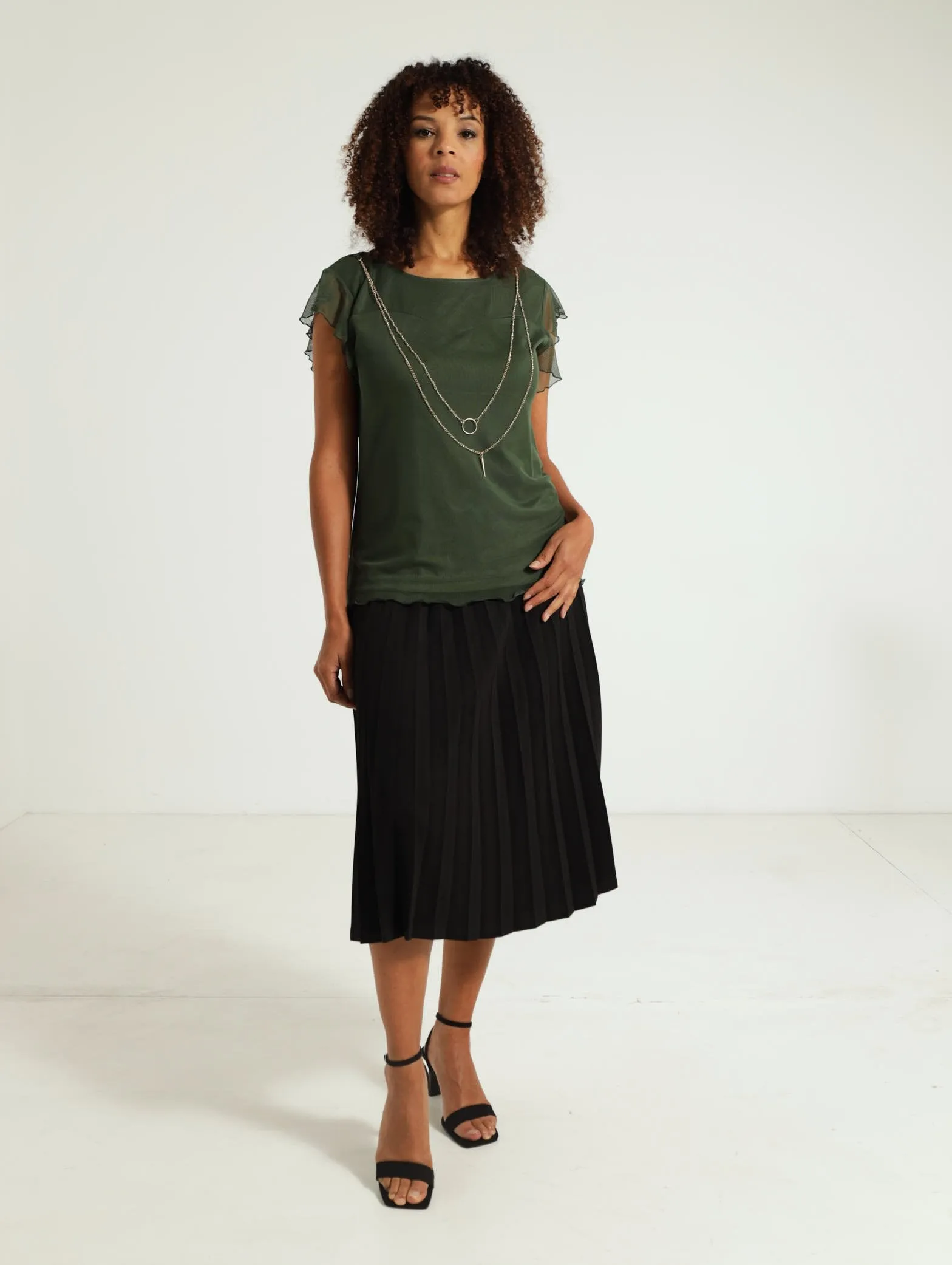 Mesh Top With Necklace - Fatigue