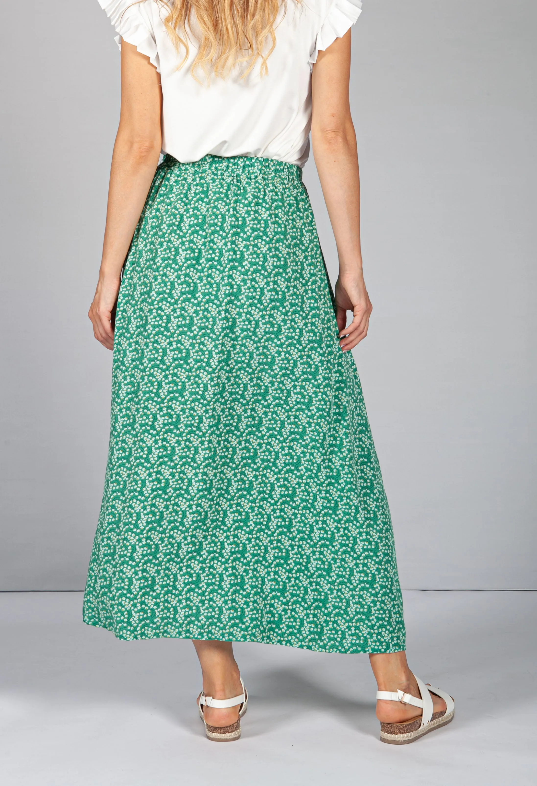 Mini Bloom Faux Button Down Skirt in Spring Green-1