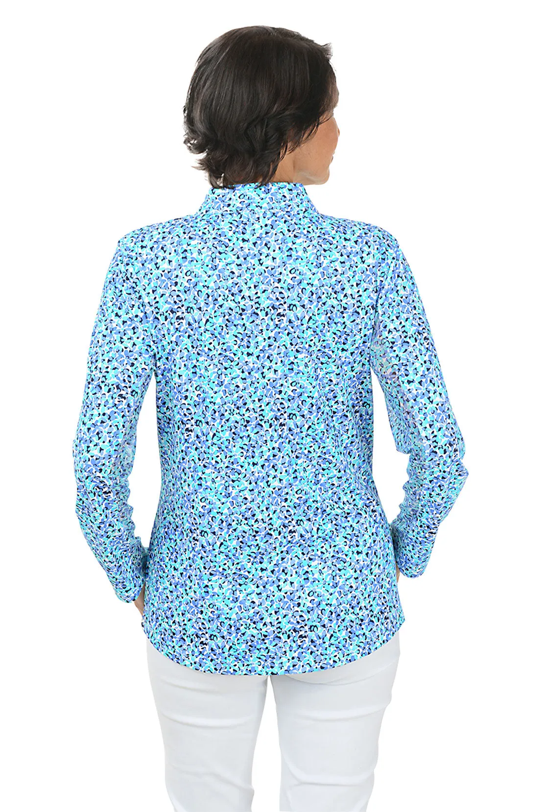 Mini Flowers Cooling UPF50  Mock Neck Top