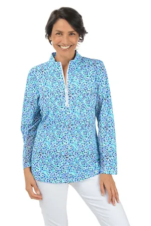 Mini Flowers Cooling UPF50  Mock Neck Top