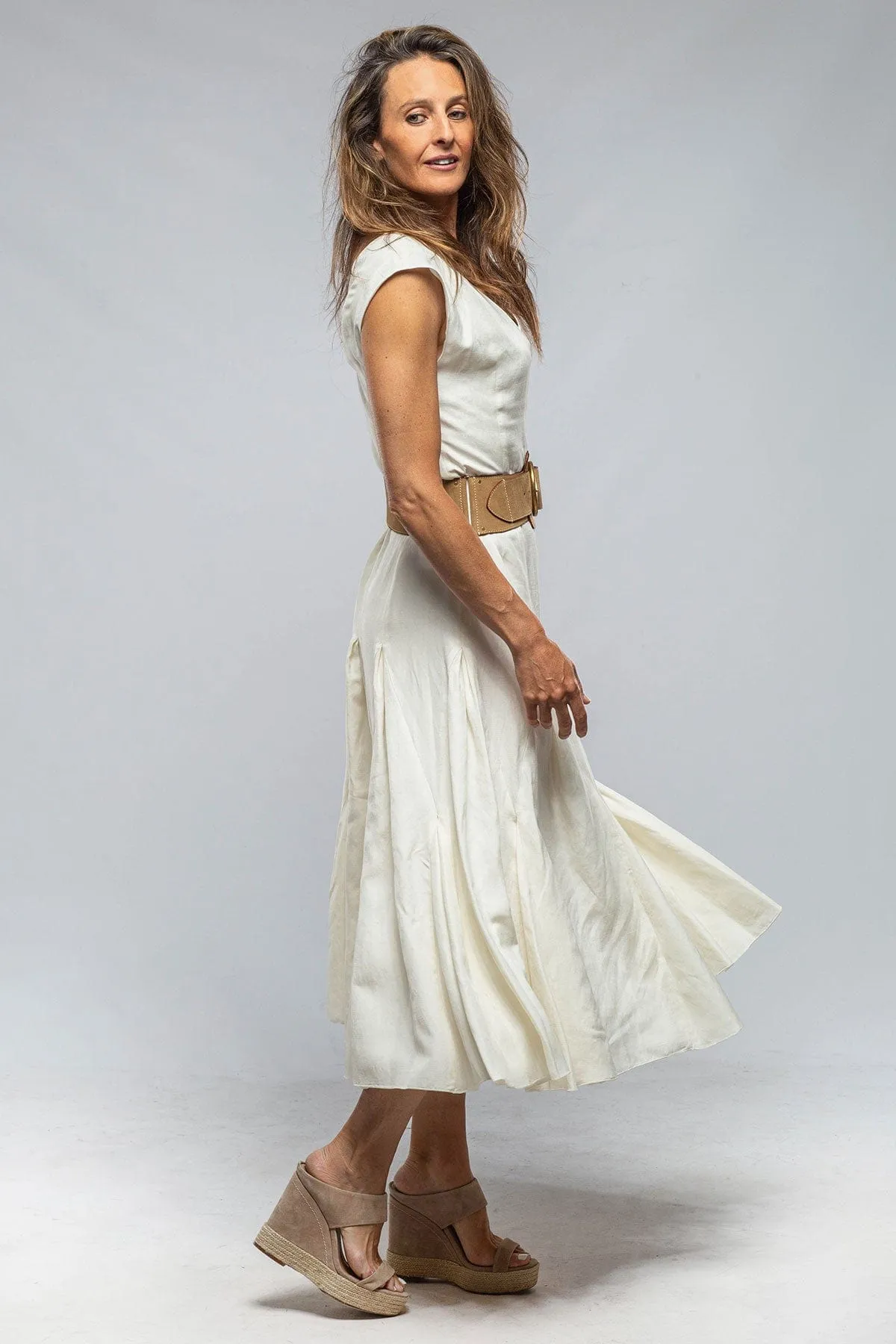 Molina Silk Linen Dress In Ivory