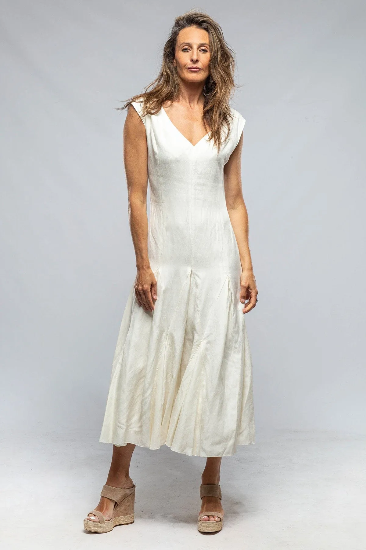 Molina Silk Linen Dress In Ivory