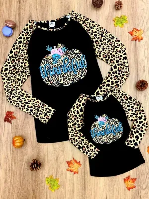 Mommy and Me Thankful Pumpkin Leopard Top