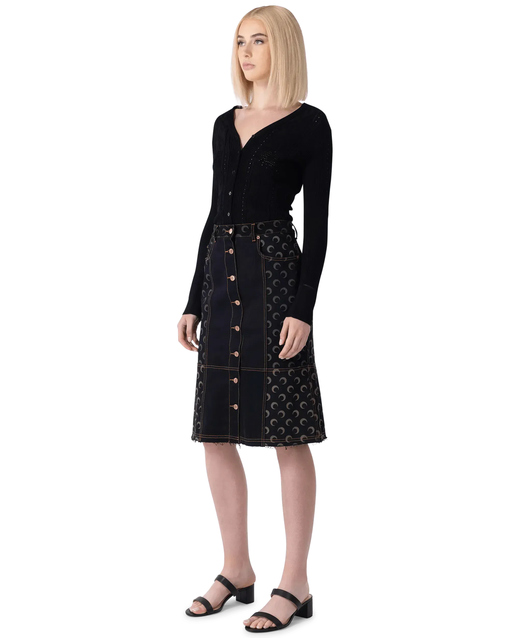 Moon Denim Button-Down Midi Skirt