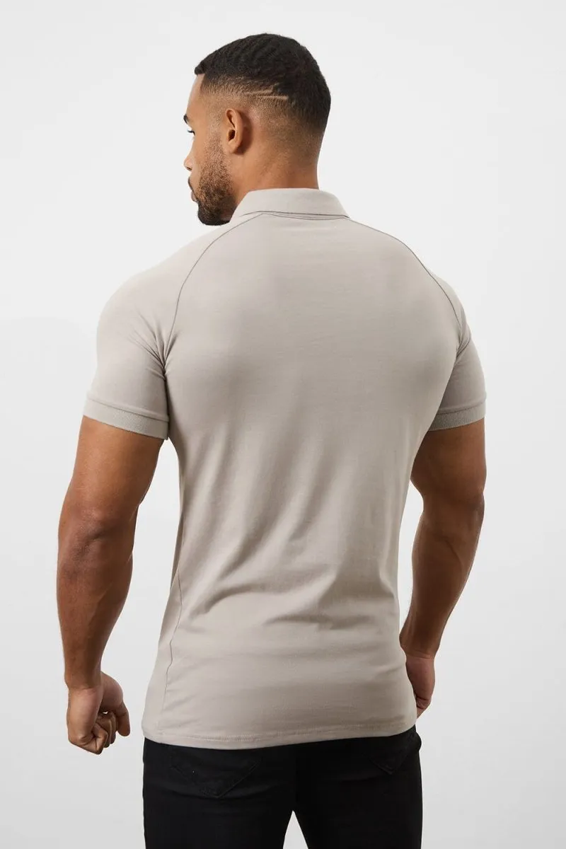 Muscle Fit Polo Shirt in Concrete Grey