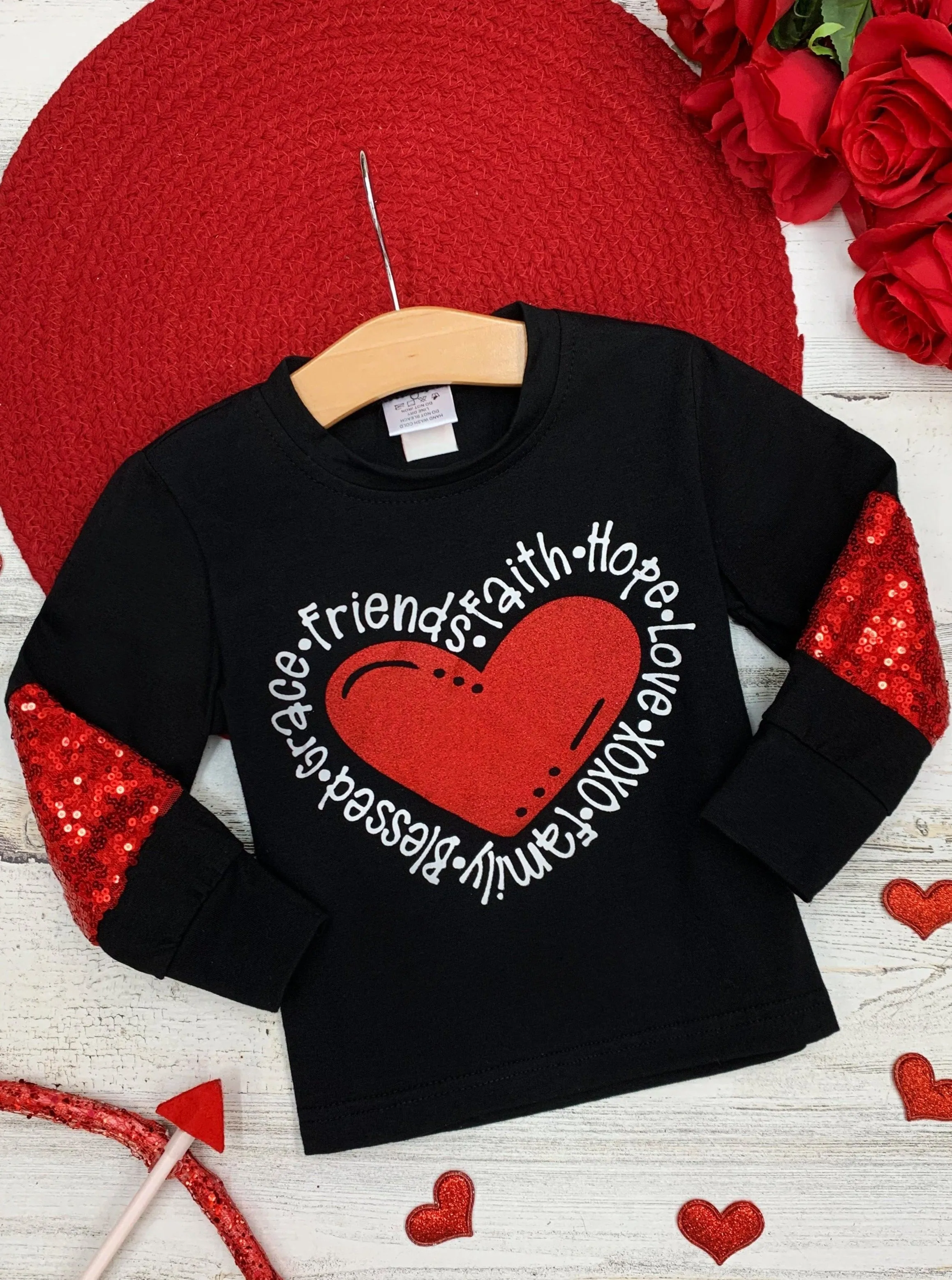 My Heart Sparkles Sequin Elbow Top