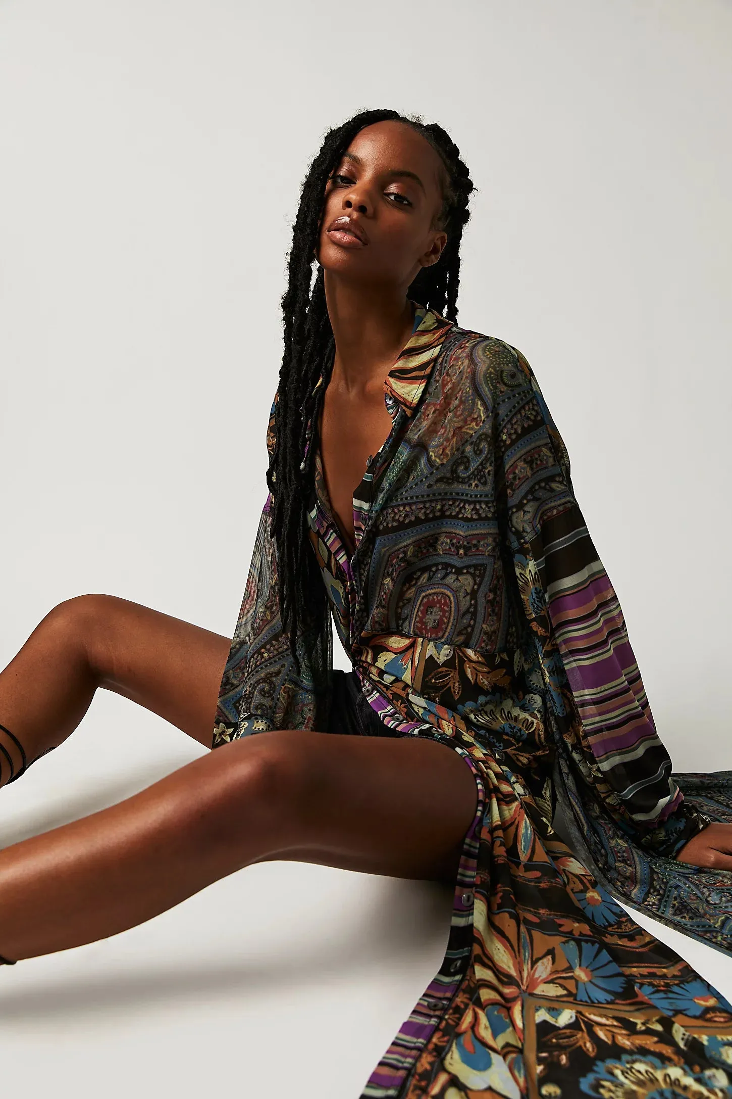 Naomi Maxi Shirt - Black Combo