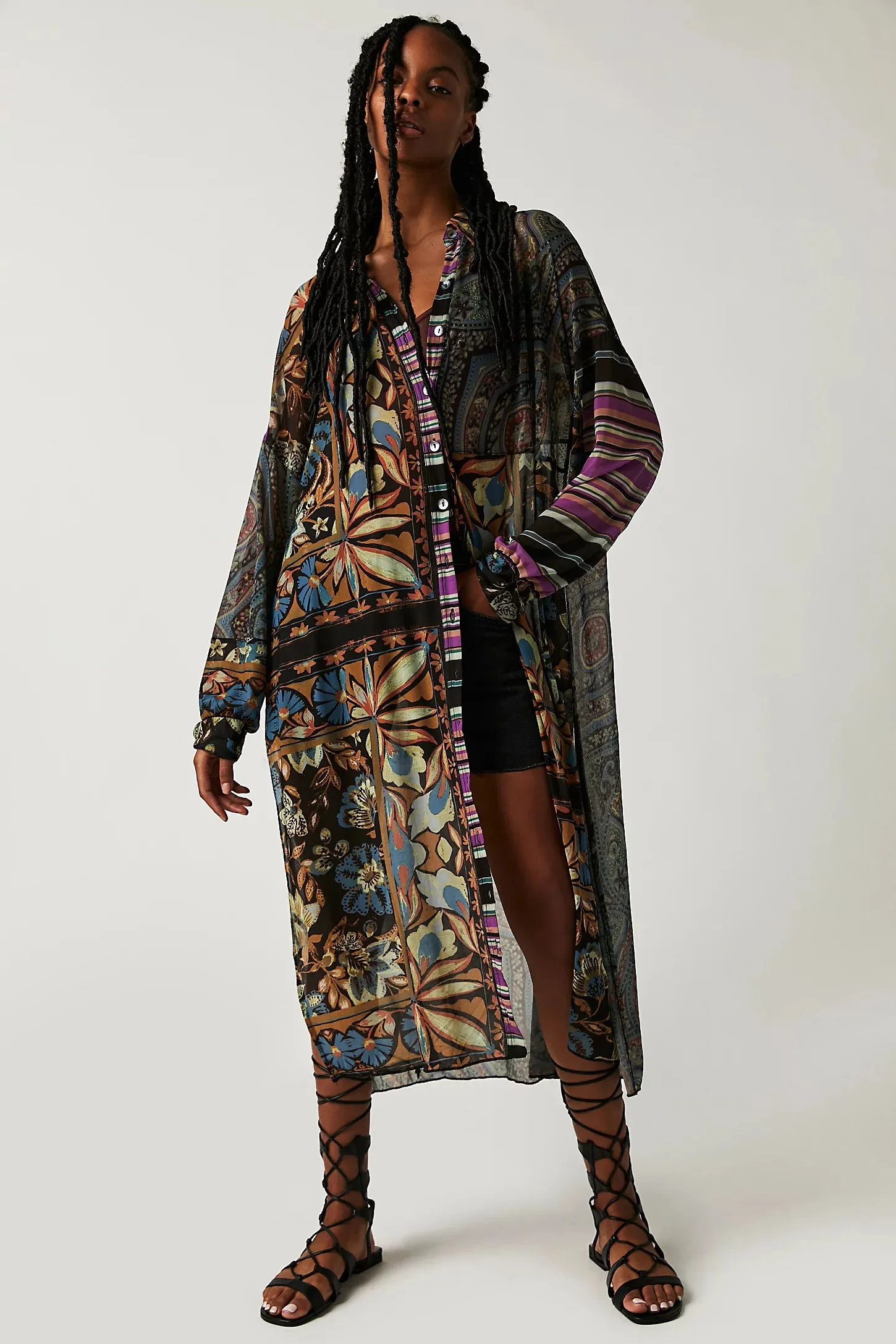 Naomi Maxi Shirt - Black Combo
