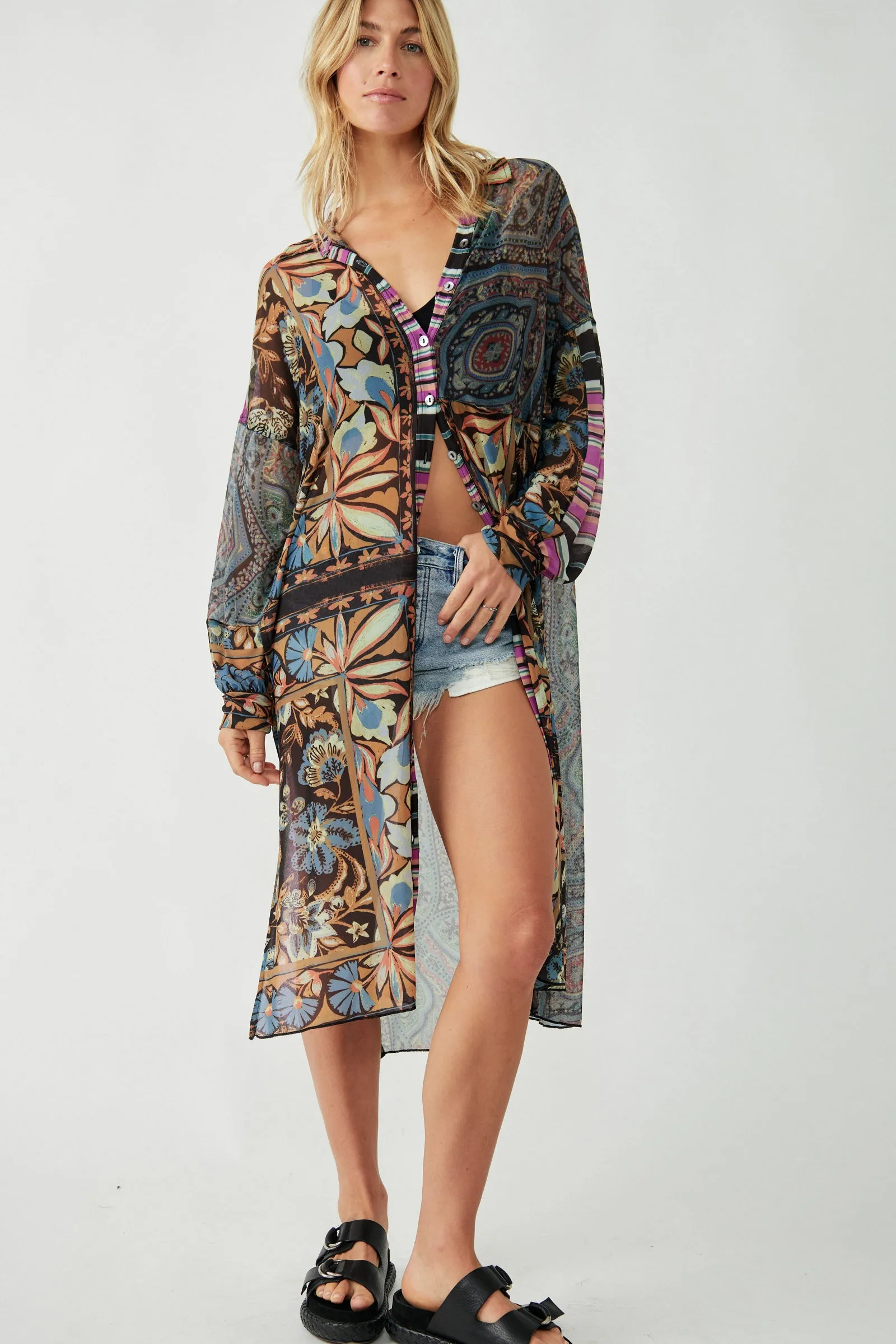 Naomi Maxi Shirt - Black Combo