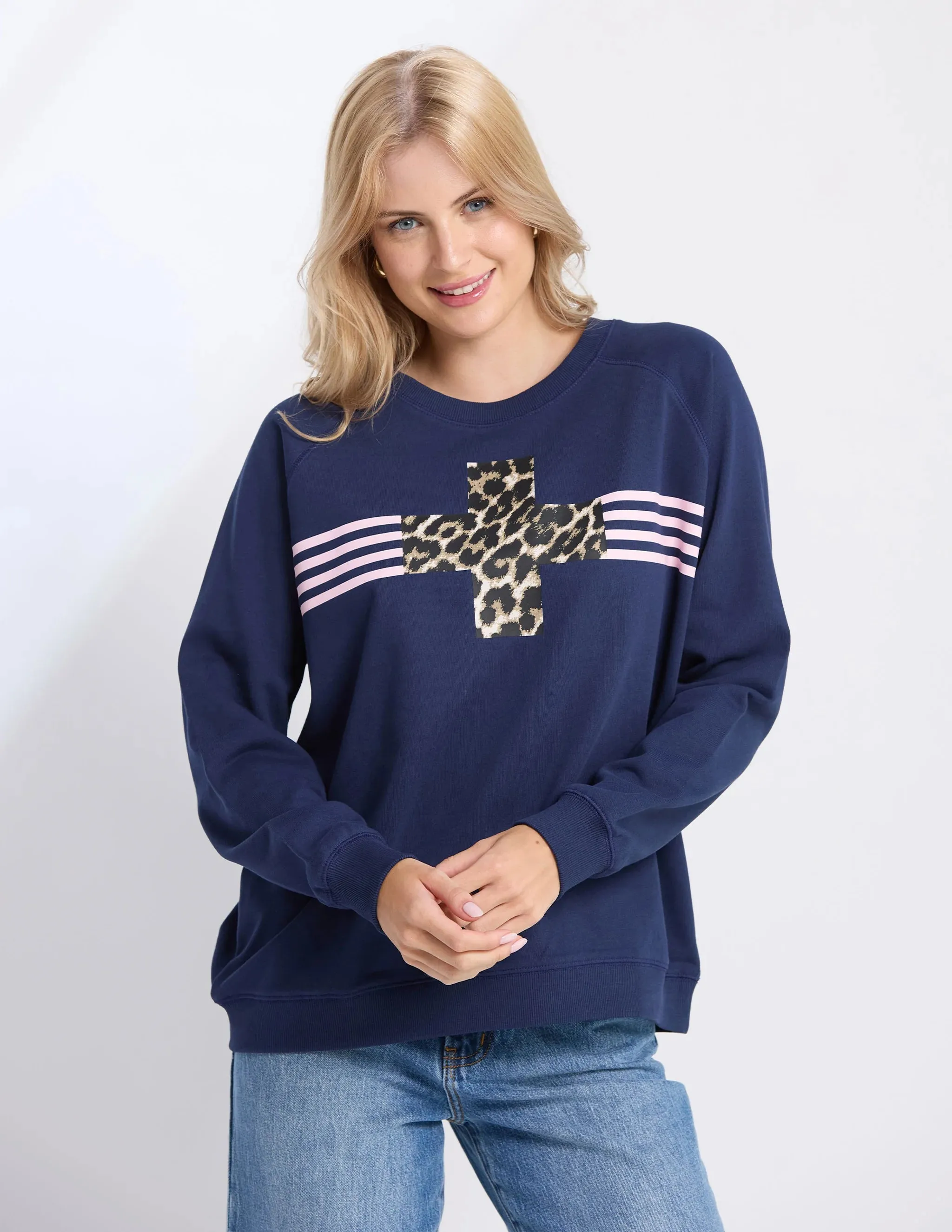 NAVY STAR CROSSED SWEATER
