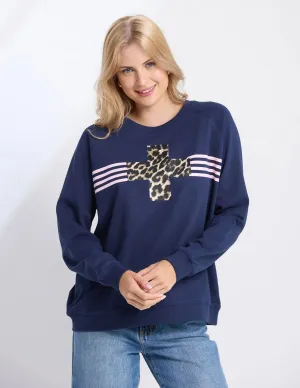 NAVY STAR CROSSED SWEATER
