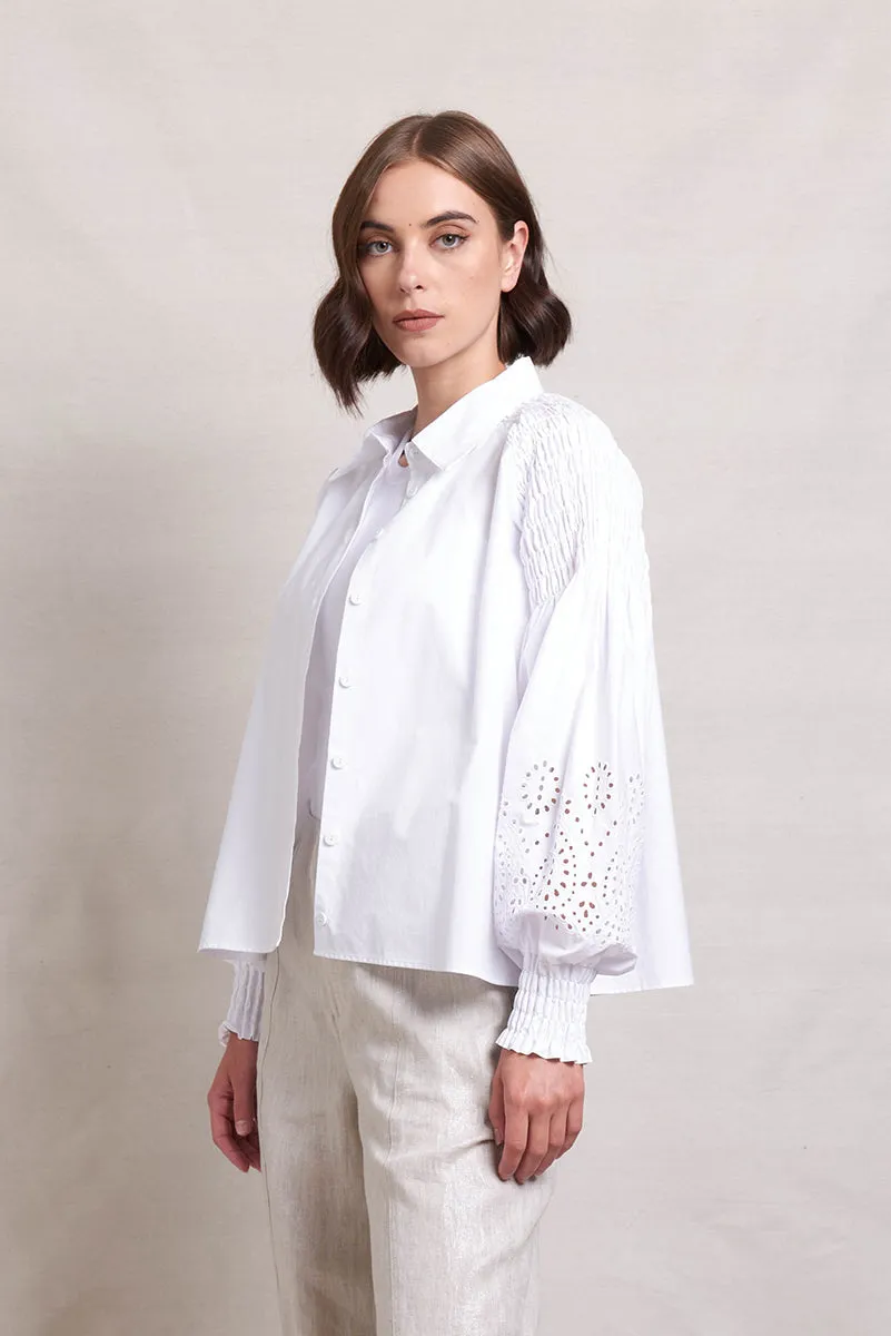 Neris Lace Work Blouse | White
