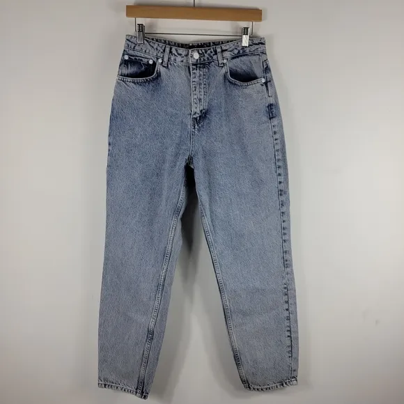 New White Fox Rock Your Body High Waist Straight Tapered Mom Jeans Mid Blue