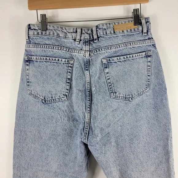 New White Fox Rock Your Body High Waist Straight Tapered Mom Jeans Mid Blue