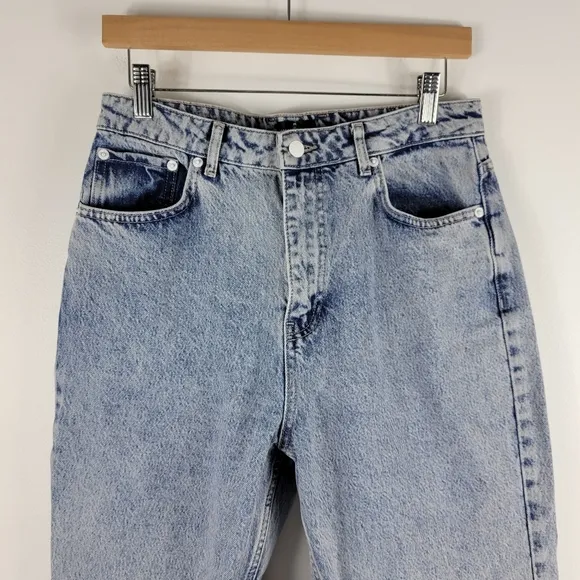 New White Fox Rock Your Body High Waist Straight Tapered Mom Jeans Mid Blue