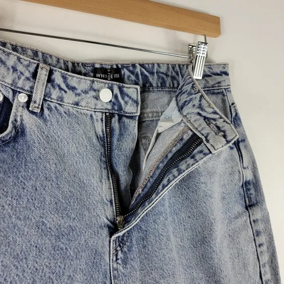 New White Fox Rock Your Body High Waist Straight Tapered Mom Jeans Mid Blue