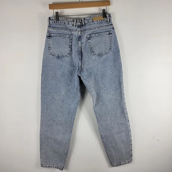 New White Fox Rock Your Body High Waist Straight Tapered Mom Jeans Mid Blue