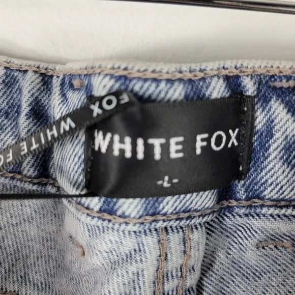 New White Fox Rock Your Body High Waist Straight Tapered Mom Jeans Mid Blue