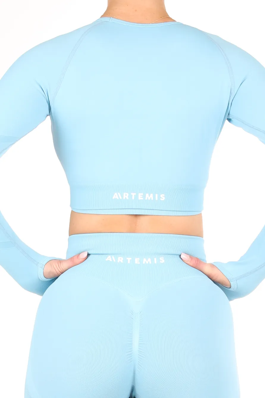 Nicki Scrunch Crop Top Blue