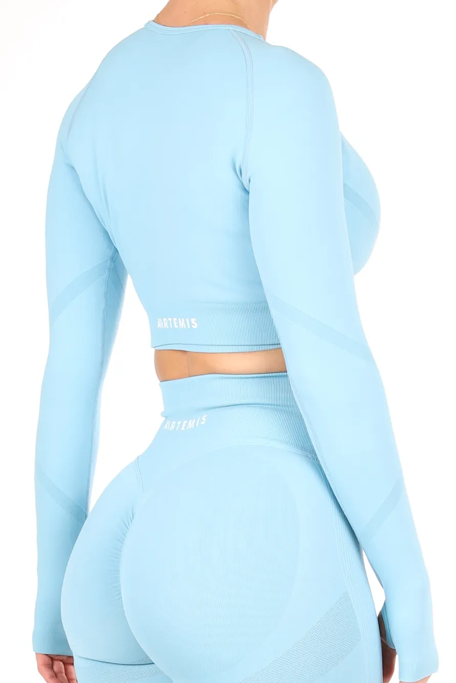 Nicki Scrunch Crop Top Blue
