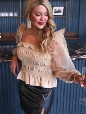 Night Out Top: Tan