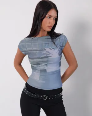 Nova Top in Parlour Print Blue