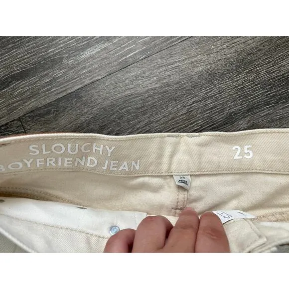 NWT J.Crew Slouchy Boyfriend Jean In Ecru Size 25