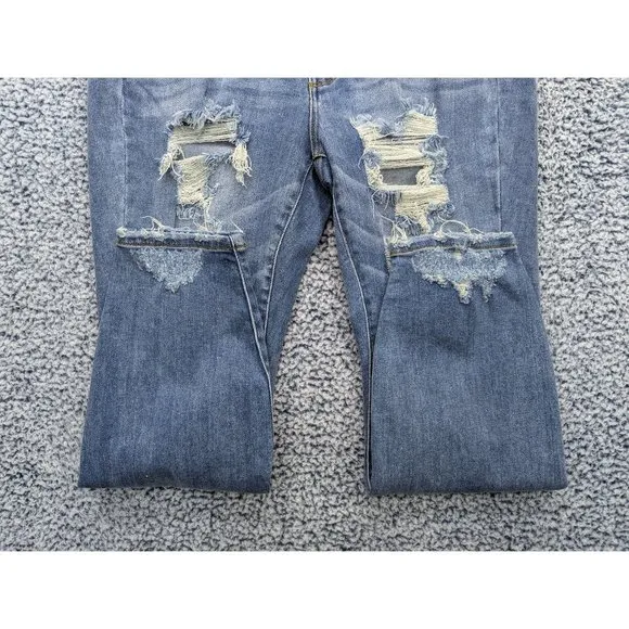 NWT Judy Blue Boyfriend Fit High Rise Jeans Womens 14W Stretch Distressed Blue