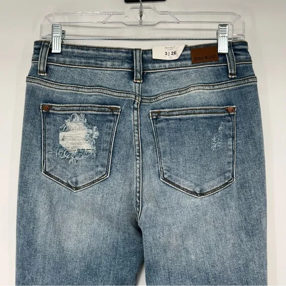 NWT Judy Blue Distressed High Rise Boyfriend Fit Jeans