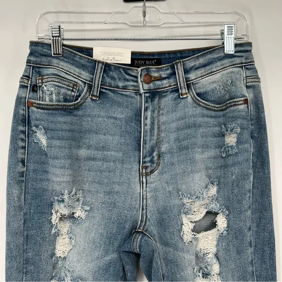 NWT Judy Blue Distressed High Rise Boyfriend Fit Jeans