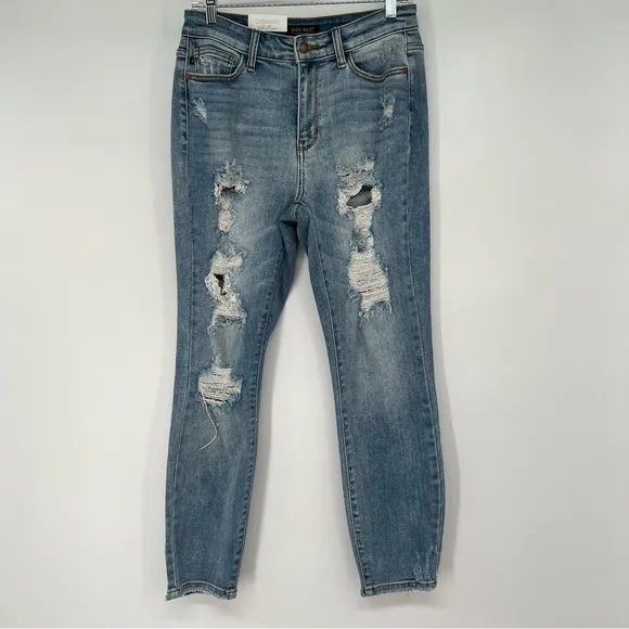 NWT Judy Blue Distressed High Rise Boyfriend Fit Jeans