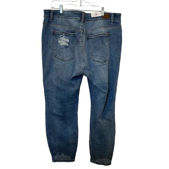 NWT JUDY BLUE YO MAMA DISTRESSED, DESTROYED BOYFRIEND BLUE JEANS SIZE 18…
