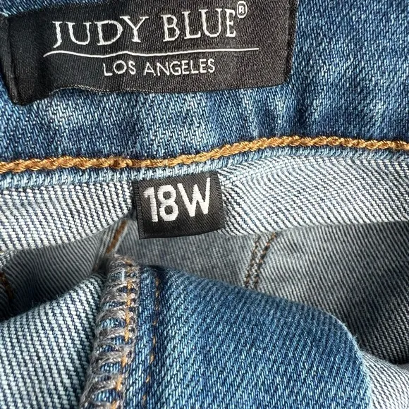NWT JUDY BLUE YO MAMA DISTRESSED, DESTROYED BOYFRIEND BLUE JEANS SIZE 18…