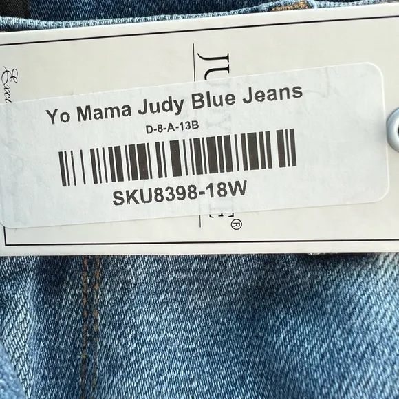 NWT JUDY BLUE YO MAMA DISTRESSED, DESTROYED BOYFRIEND BLUE JEANS SIZE 18…