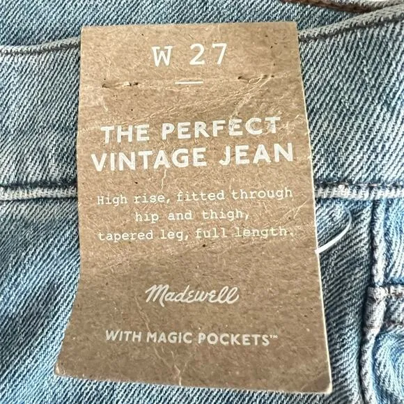 NWT Madewell The Perfect Vintage Jean Light Wash Blue sz 27 Distressed High Rise