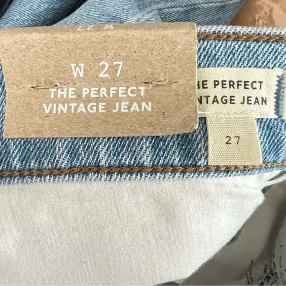 NWT Madewell The Perfect Vintage Jean Light Wash Blue sz 27 Distressed High Rise