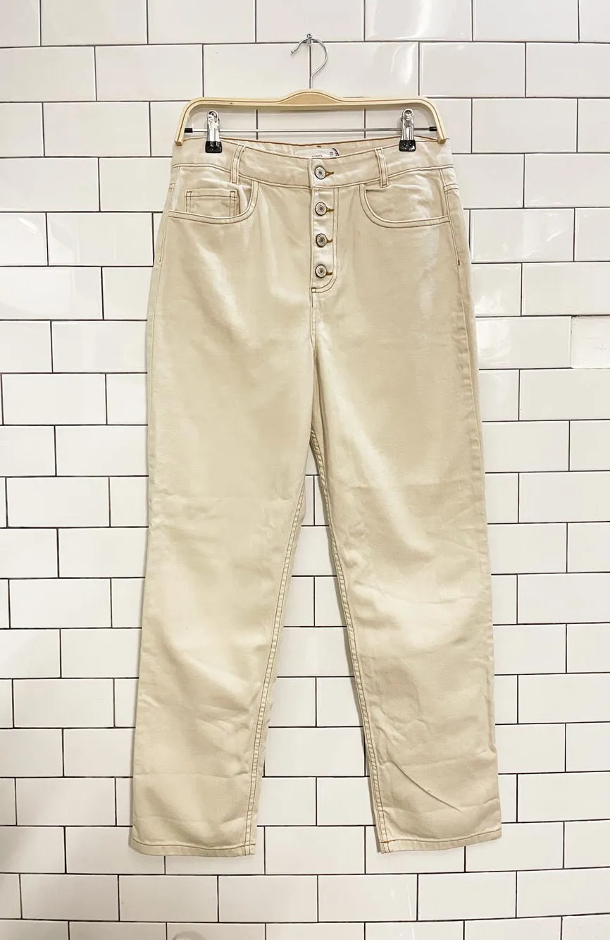 nwt mango high rise button fly mom jeans