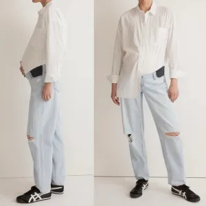 NWT Maternity Side-Panel Slouchy Boyjean Wrightlane Wash Ripped Edition size 32