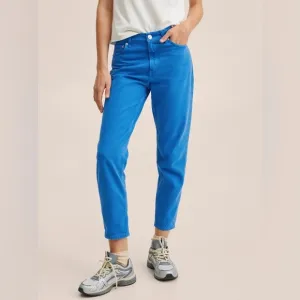 NWT MNG DENIM MOM JEANS COTTON BLUE STRAIGHT LEG