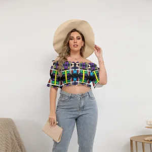 OD Women's Off-shoulder (FF) Puff Sleeve Cropped Top GH4