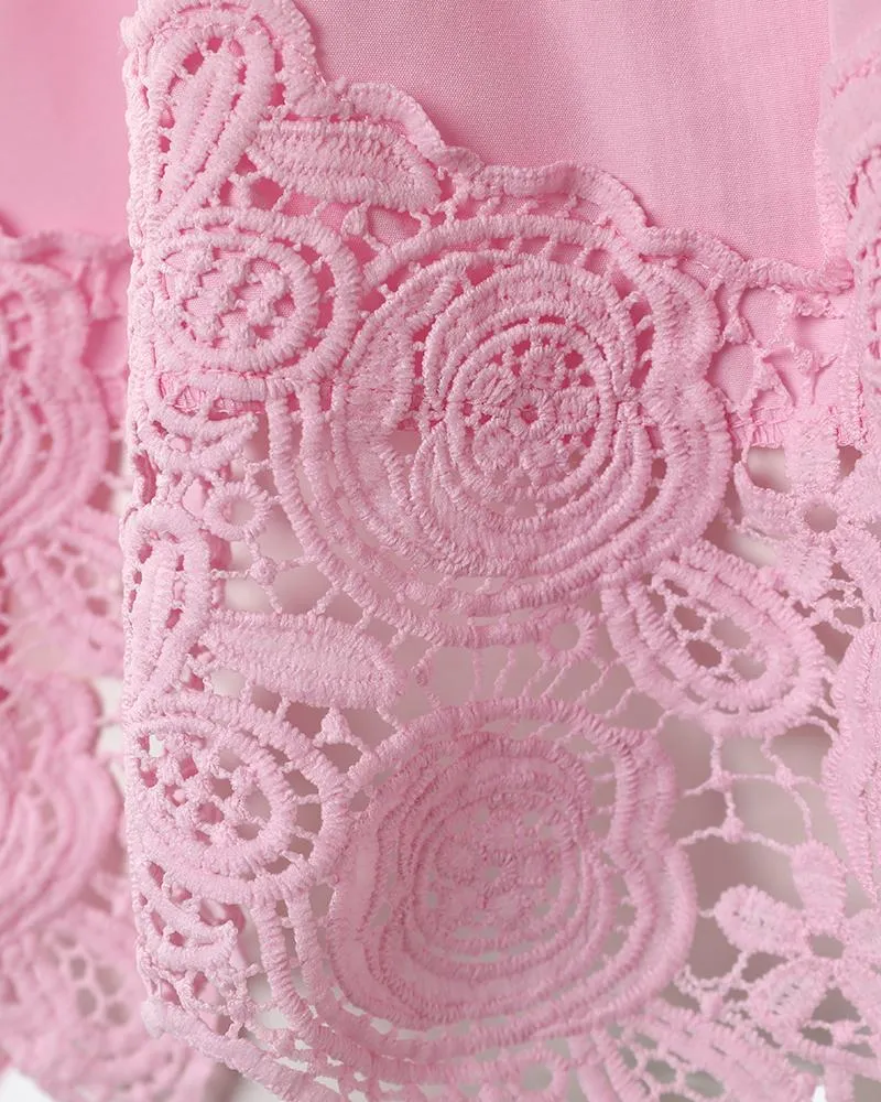 Off Shoulder Shirred Lace Patch Top